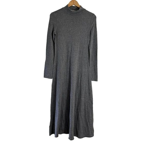 MNG Long Gray Knit Sweater Dress Size 4 Long Sleeves Mock Neck Soft Casual Plain - Picture 1 of 5